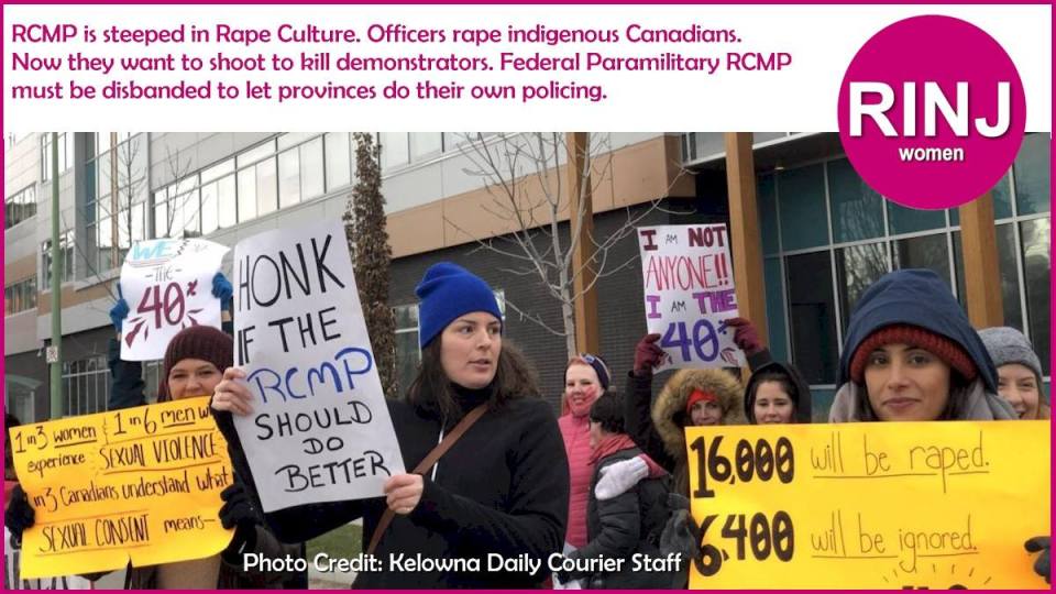 RINJ Women will file formal complaints to international human rights tribunals and the International Criminal Court in the reasonable belief that the Canadian federal government operates a rogue paramilitary element against Canadian civilians in violation of the Canadian Constitution; in violation of the Universal Declaration of Human Rights; in violation of the Rome Statute, and as in the past, since 1974 when these crimes first surfaced to the knowledge of the Canadian federal Parliament, it did not remediate.